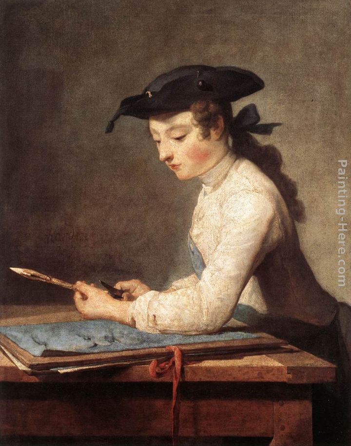 Draughtsman painting - Jean Baptiste Simeon Chardin Draughtsman art painting